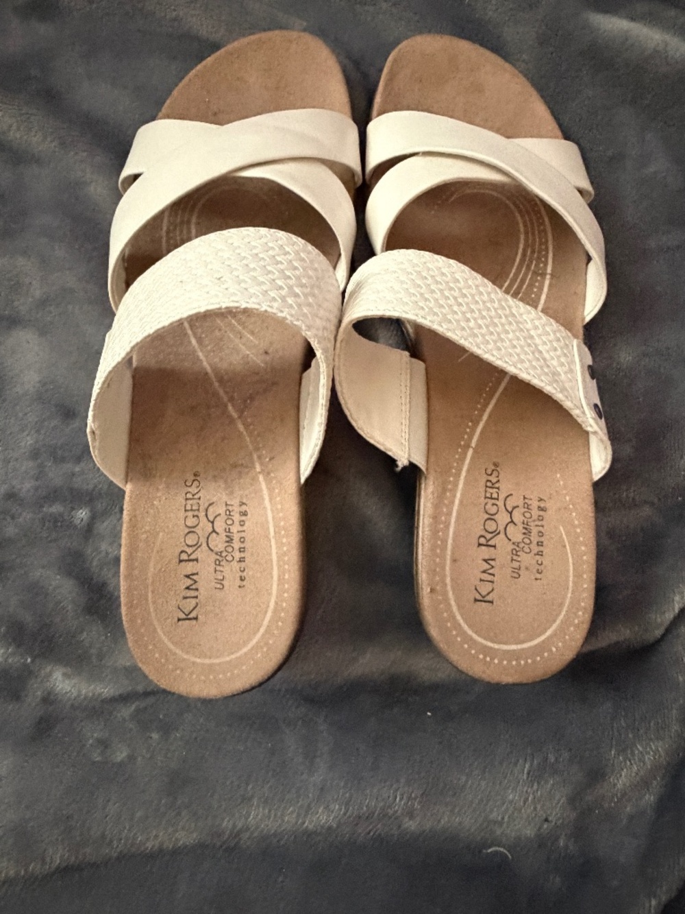 Kim Rogers Women's Size 9M Cream Comfort Slide Sandals